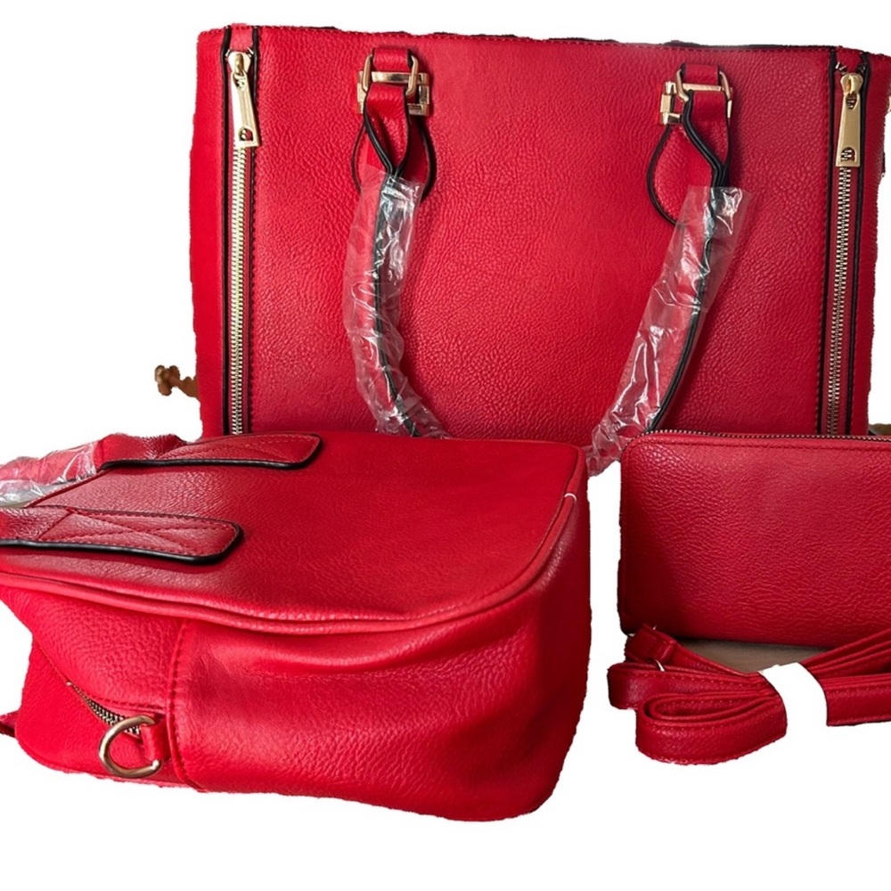 Elegant Red Women's Bag Set